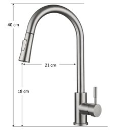 Torneira Cozinha Monocomando Gourmet Aço Escovado:Aço Escovado - 5