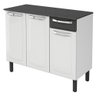 Balcão de Cozinha Itatiaia Rose Aço Com Tampo 3 Portas 1 Gaveta Branco/Preto - 1