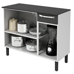 Balcão de Cozinha Itatiaia Rose Aço Com Tampo 3 Portas 1 Gaveta Branco/Preto - 4