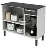 Balcão de Cozinha Itatiaia Rose Aço Com Tampo 3 Portas 1 Gaveta Branco/Preto - 4