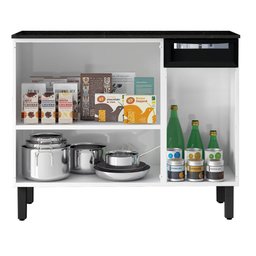 Balcão de Cozinha Itatiaia Rose Aço Com Tampo 3 Portas 1 Gaveta Branco/Preto - 3