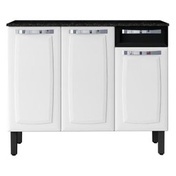 Balcão de Cozinha Itatiaia Rose Aço Com Tampo 3 Portas 1 Gaveta Branco/Preto - 2