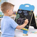 Ver mais imagens de Quadro Infantil 2 em 1 Cavalete Lousa Branca Negra MDF Desenho Pintura Acessorios Crianca