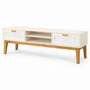 Ver imagem 5 de Rack Santorini 180cm Pés Madeira Maciça com Gavetas e Nicho:off White