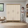Guarda Roupa Casal Vanessa 6 Portas e 2 Gavetas sem Espelho Carvalho Americano Off White Edecasamove - 2