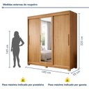 Ver imagem 3 de Guarda-Roupa Casal 3 Portas de Correr 4 Gavetas Flex com Pés e Espelho MDF Melissa Marrom/Cinamomo