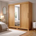 Ver imagem 1 de Guarda-Roupa Casal 3 Portas de Correr 4 Gavetas Flex com Pés e Espelho MDF Melissa Marrom/Cinamomo