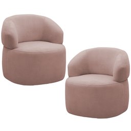 Kit 2 Poltronas Giratórias Sala de Estar Living Orgânico Carmen F04 Veludo Rosê - Lyam Decor - 1 Kit 2 Poltronas Giratórias Sala de Estar Living Orgânico Carmen F04 Veludo Rosê - Lyam Decor - 1