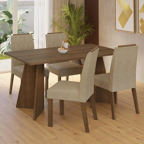 Conjunto Sala de Jantar Tampo de Madeira 4 Cadeiras Rustic/imperial Tulum Madesa