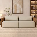 Ver imagem 4 de Sofá 3 Lugares Sala Living Orgânico 220cm Oregon K01 Couríssimo Whisky Veludo Bege - Lyam Decor