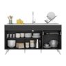 Balcão Cozinha Gabinete Pia 150cm 3 Portas 1 Gaveta Veneza Multimóveis V2072 Preto/branco - 4
