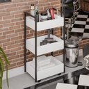 Ver imagem 2 de Carrinho Auxiliar para Salão de Beleza Laís 50cm em Aço com Rodízios Branco - Desk Design