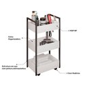 Ver imagem 3 de Carrinho Auxiliar para Salão de Beleza Laís 50cm em Aço com Rodízios Branco - Desk Design