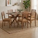 Ver imagem 2 de Mesa de Jantar Cacau com 6 Cadeiras Estofadas Japurana Corino Kaki Ornar