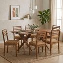 Ver imagem 7 de Mesa de Jantar Cacau com 6 Cadeiras Estofadas Japurana Corino Kaki Ornar