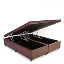 Cama Box Baú Queen Marrom Bipartido com Pistão a Gás - 158x198x41 - 1