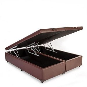 Cama Box Baú Queen Marrom Bipartido com Pistão a Gás - 158x198x41