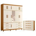 Ver imagem 1 de Guarda Roupa Casal Triton Plus 11 Portas com Espelho e Cômoda Doble Cinamomo Off White Flex - Móveis