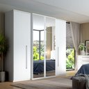 Ver imagem 1 de Guarda Roupa Grande Casal 4 Portas com Espelho 2 Gavetas Trevelin Plus Glass - Branco Sensitive