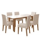 Ver imagem 2 de Conjunto Sala de Jantar Mesa com Tampo Chanfrado Liz 6 Cadeiras Estofadas Jade Poliman