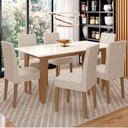 Ver imagem 1 de Conjunto Sala de Jantar Mesa com Tampo Chanfrado Liz 6 Cadeiras Estofadas Jade Poliman