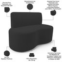 Ver imagem 3 de Sofá 2 Lugares 140cm Orgânico para Sala de Estar Living Larissa L02 Suede Preto - Lyam Decor