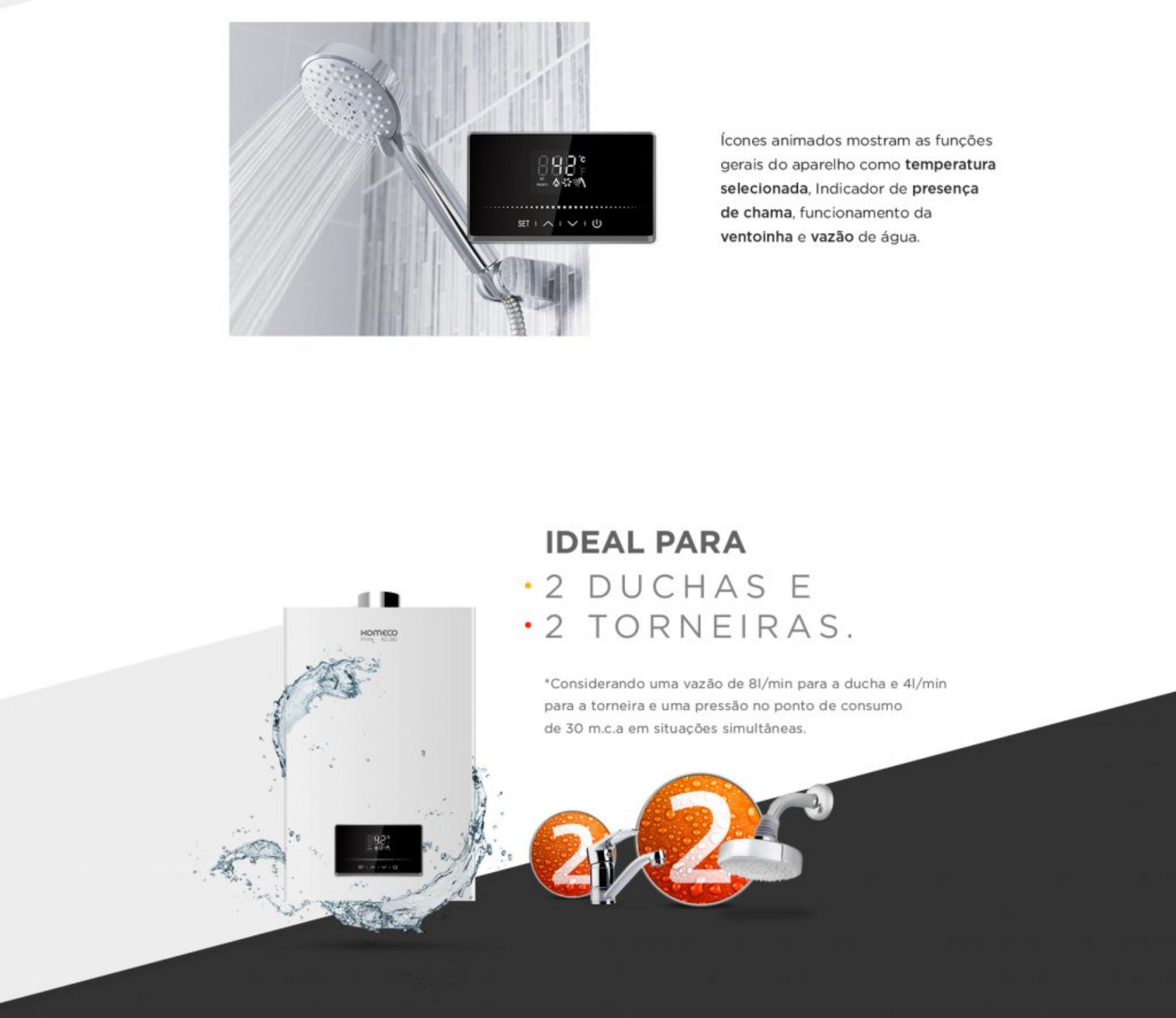 Aquecedor De Água A Gás Komeco Ko 26d Prime Branco  Digital Com Wifi 26 Litros Bivolt Gás GLP Com Ki - 5