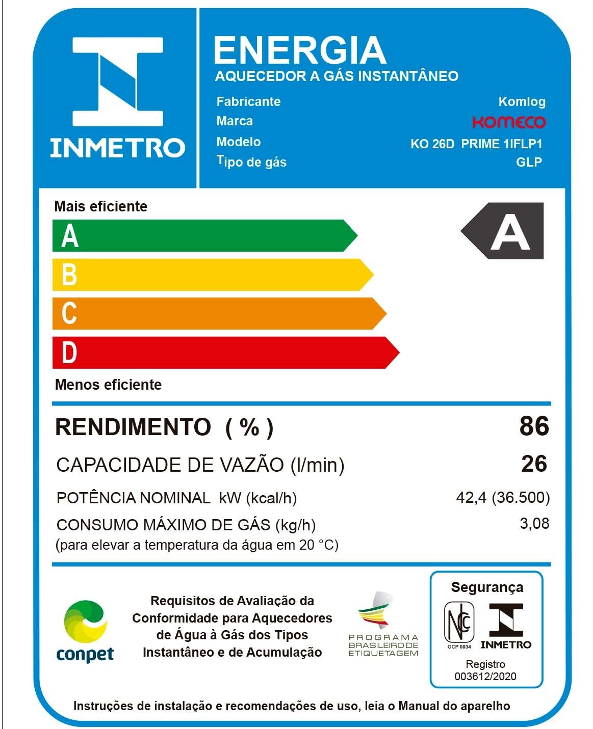 Aquecedor De Água A Gás Komeco Ko 26d Prime Branco  Digital Com Wifi 26 Litros Bivolt Gás GLP Com Ki - 8