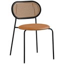Ver imagem 2 de Kit 6 Cadeiras Jantar Velvet Encosto Rattan Estofado Caramelo