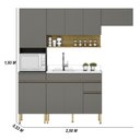 Ver imagem 3 de Armário de Cozinha Completa 120 com Balcão para Pia 9 Portas Line Freijó Gris