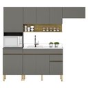 Ver imagem 1 de Armário de Cozinha Completa 120 com Balcão para Pia 9 Portas Line Freijó Gris