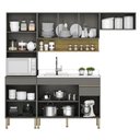 Ver imagem 4 de Armário de Cozinha Completa 120 com Balcão para Pia 9 Portas Line Freijó Gris