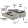 Base Box Cama Solteiro Sapateira Courino Linho Areia e Colchão Dual Firm Ecoflex 88x188 - 9