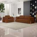 Ver imagem 7 de Kit 02 Poltronas e 01 Sofá Bloom 180cm 02 Lugares com Pés de Madeira Bouclê Terracota - Desk