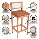Ver imagem 3 de Kit 02 Banquetas Altas Brunella 99cm com Encosto Telinha Estilo Palha Corino Brown - Desk Design
