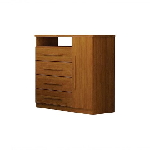 Cômoda Diamante 4 Gavetas MDF com Sapateira Cinamomo Leifer Móveis