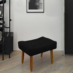 Puff Decorativo Quarto e Sala de Estar Suede Light Herrero:Preto - 1