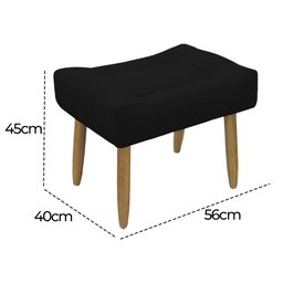 Puff Decorativo Quarto e Sala de Estar Suede Light Herrero:Preto - 5