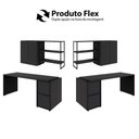 Ver imagem 7 de Escrivaninha 1,7m C/ Balcão Lateral Nicho e Armário Aéreo F5 Cor:preto
