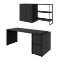 Ver imagem 2 de Escrivaninha 1,7m C/ Balcão Lateral Nicho e Armário Aéreo F5 Cor:preto