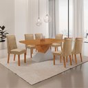 Ver imagem 2 de Mesa de Jantar Aster Yasmin 180 cm Tampo MDF Canto Copo Laminado com 6 Cadeiras Moderna Mobília