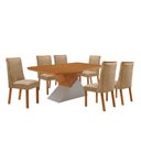 Ver imagem 1 de Mesa de Jantar Aster Yasmin 180 cm Tampo MDF Canto Copo Laminado com 6 Cadeiras Moderna Mobília