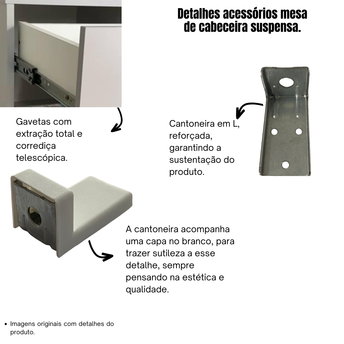 Mesa de Cabeceira Suspensa com 1 Gaveta e 1 Nicho 100% Mdf Plancasa:carvalho - 9