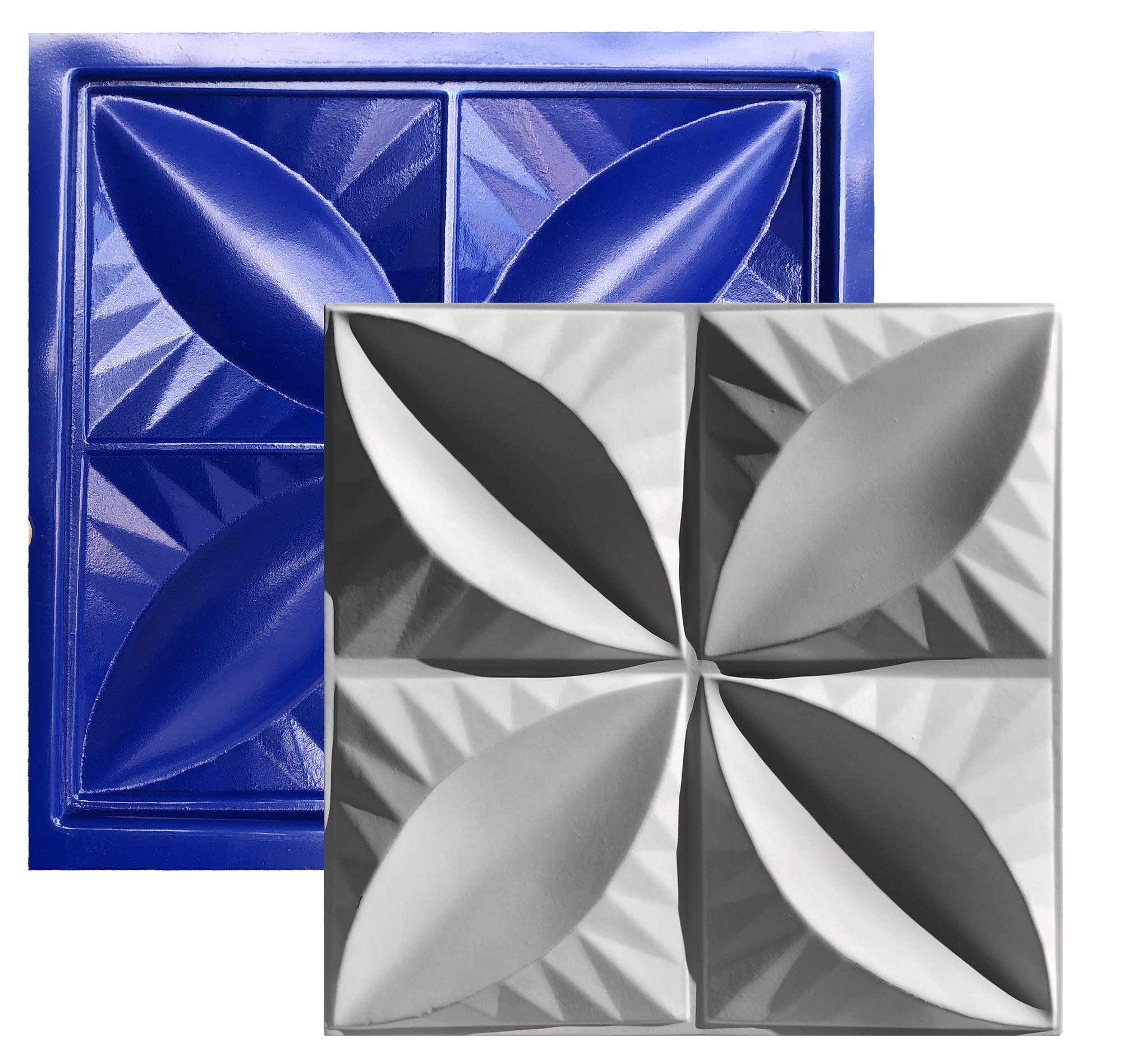 Conjunto 4 Formas 3d Gesso E Cimento Abs Azul  - 4