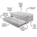 Ver imagem 4 de Bicama Box Solteiro Courino Linho Cinza 88x188x28 Cm com Colchão Hanover Inducol Molas Ensacadas