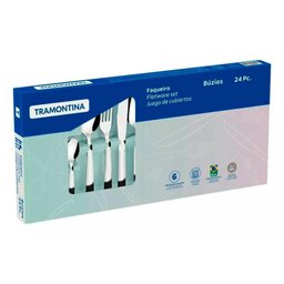 Jogo Talheres Faqueiro Tramontina Aço Inox 24 Peças Búzios - 6