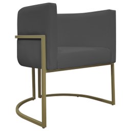 Poltrona Decorativa Recepção Luna Corino Base de Ferro Champagne - 1