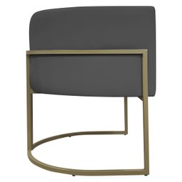 Poltrona Decorativa Recepção Luna Corino Base de Ferro Champagne - 6