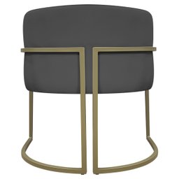 Poltrona Decorativa Recepção Luna Corino Base de Ferro Champagne - 8