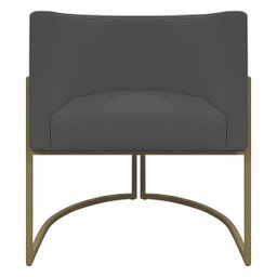 Poltrona Decorativa Recepção Luna Corino Base de Ferro Champagne - 5